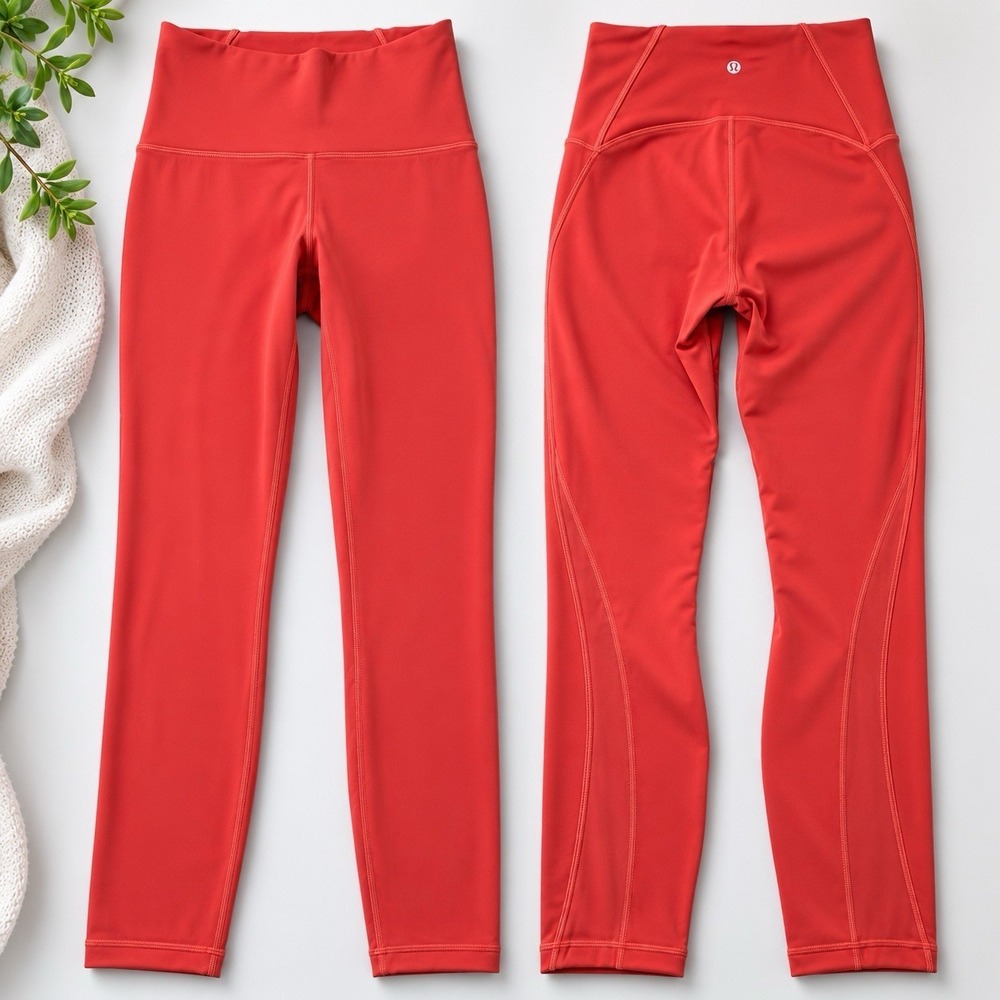 Lululemon Train Times Pant Women 4 Coral Yoga Leggings Mesh High Rise W5BU4S - Picture 2 of 10